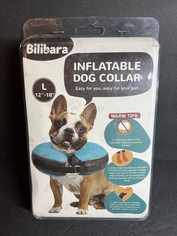 New Bilibara Inflatable Dog Collar Large 12' - 18" Easy for Your Pet