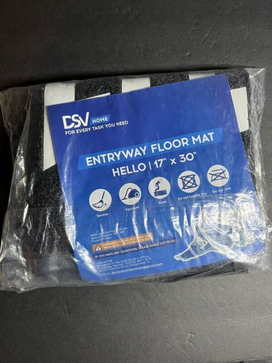 DSV Home Entryway Floor Mat Hello 17"×30" Black Non-Slip Welcome Outdo