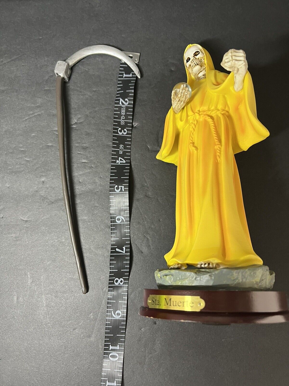 Estatua de La Santa Muerte 9" Yellow  Color Holly Death Statue 2022YW-9