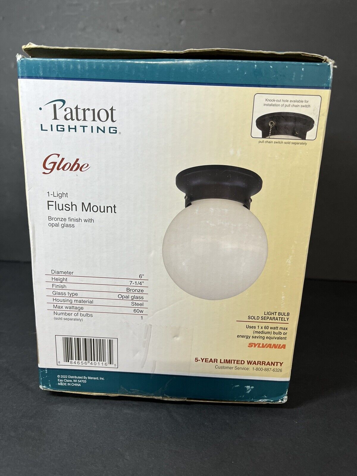 Patriot Lighting-1 Bronze  Light Flush Mount-Indoor Lighting  6" Dia x 7-1/4"H..