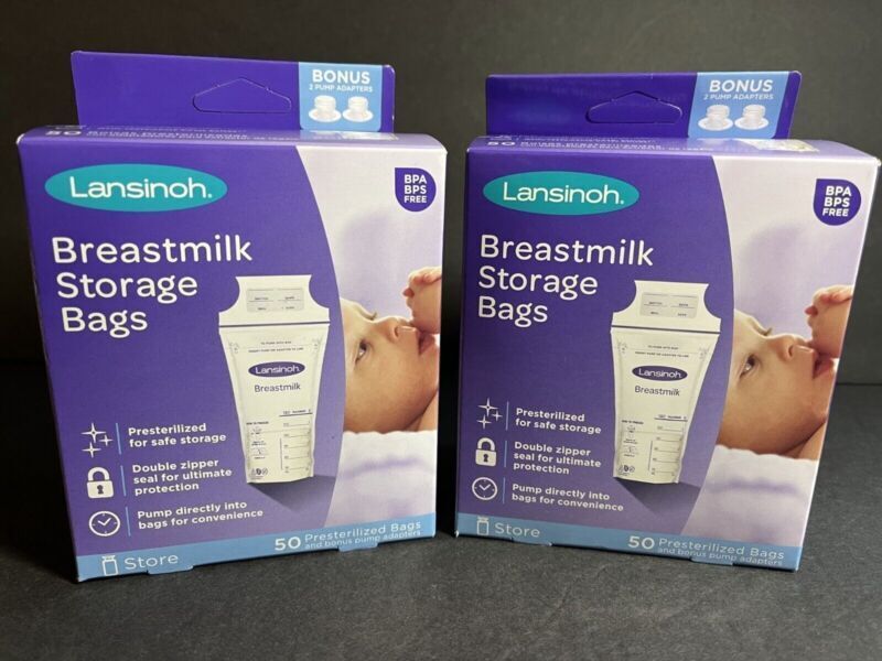 100-Pcs Lansinoh Breastmilk Breast Pump Storage Bag BPS BPA Free Pre-Sterilized