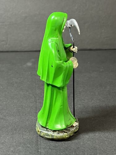 Santa Muerte 5" Green Dress Holy Death Grim Reaper Skull Skeleton 2013JGR-5