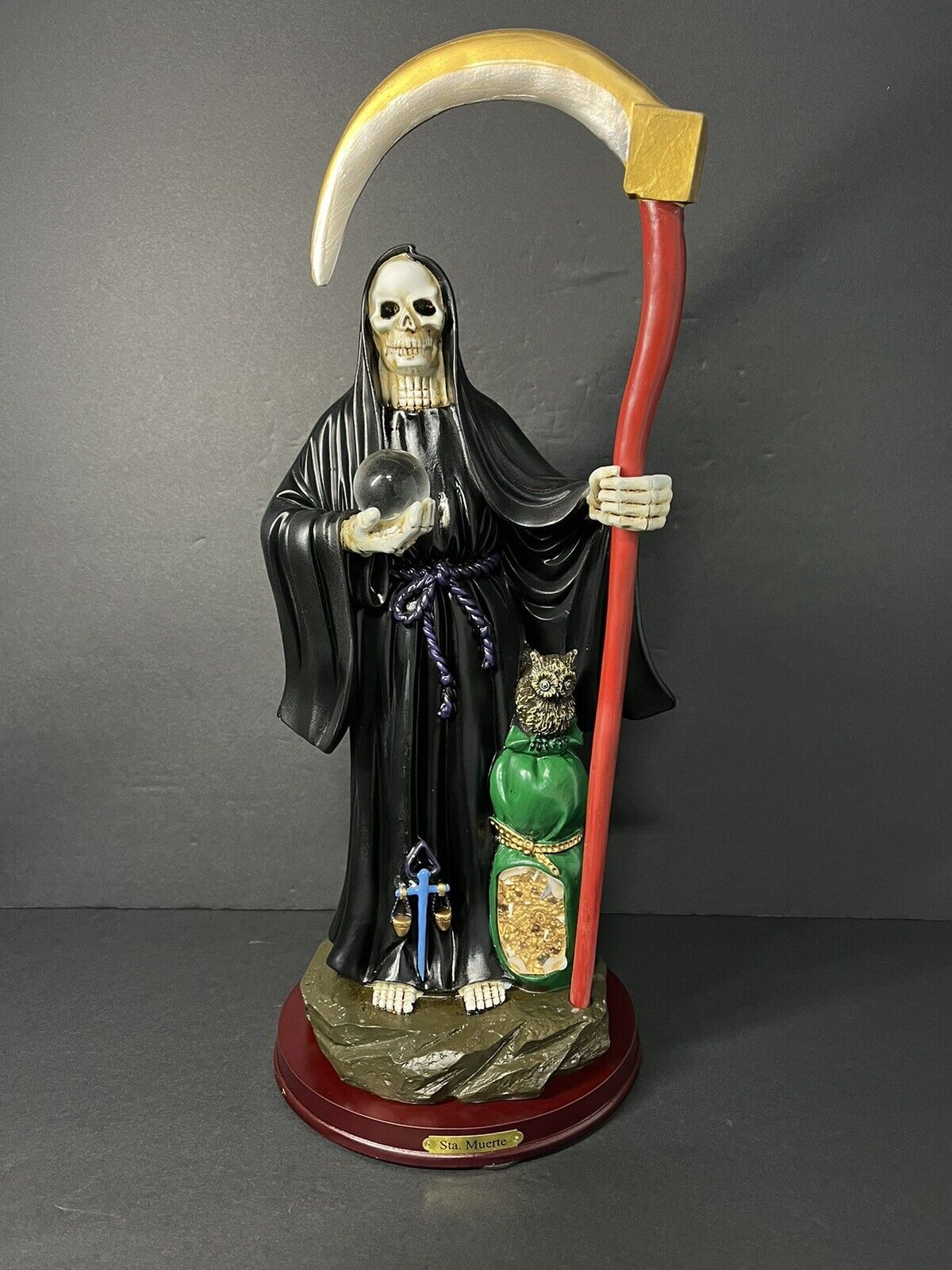 Santa Muerte Saint Death Grim Reaper Statue Figurine, 16" Black, 2008JBK-16