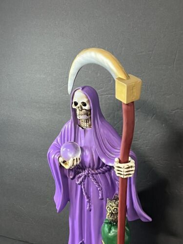 Santa Muerte Saint Death Grim Reaper Statue Figurine, 16", Purple - 2008PP-