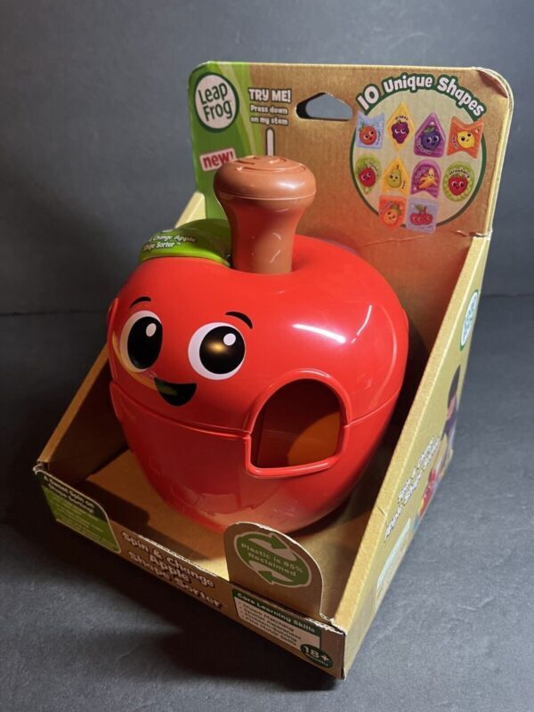 LeapFrog Spin & Change Apple Shape Sorter Stem Spinner Interactive Learning