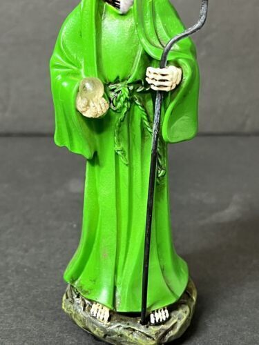 Santa Muerte 5" Green Dress Holy Death Grim Reaper Skull Skeleton 2013JGR-5