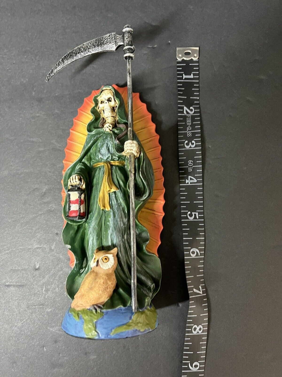 Santa Muerte Green Gown Figurine Death statue  7 inches - 15241