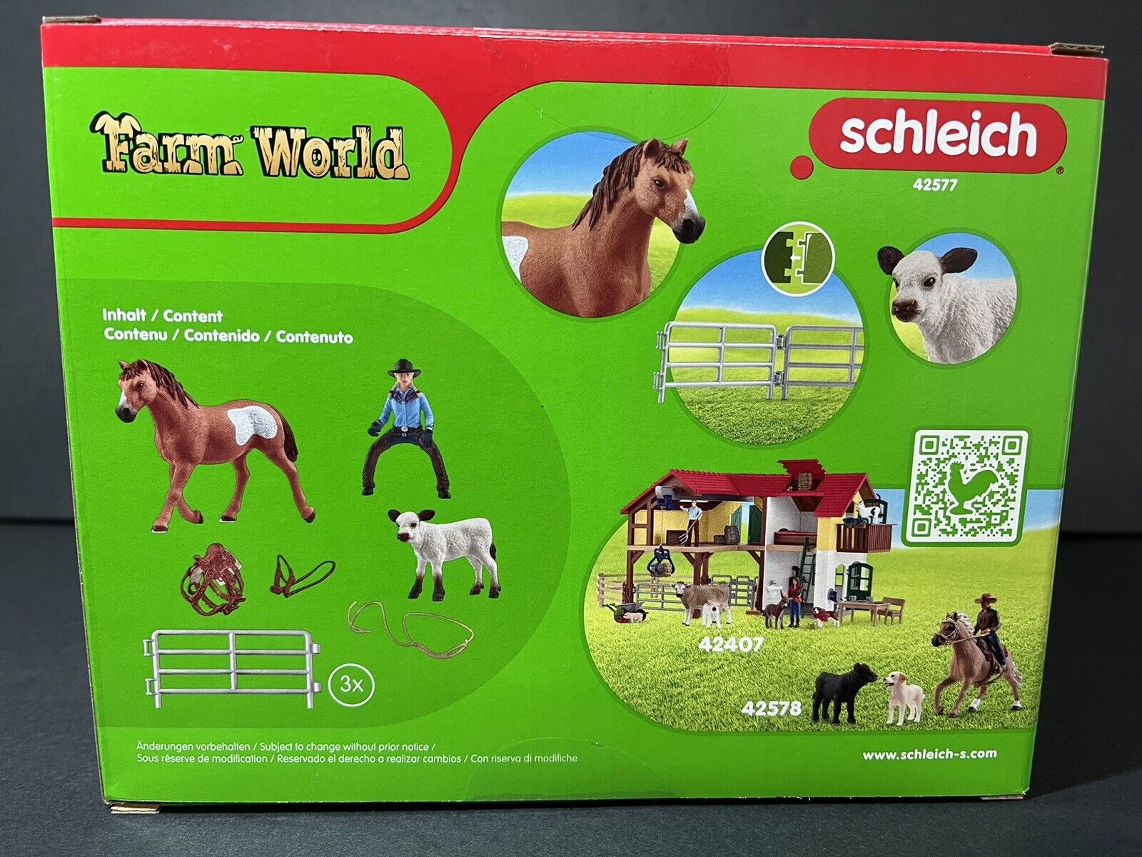 Schleich 42577 Team Roping with Cowgirl Farm Figurine Toys Play Set