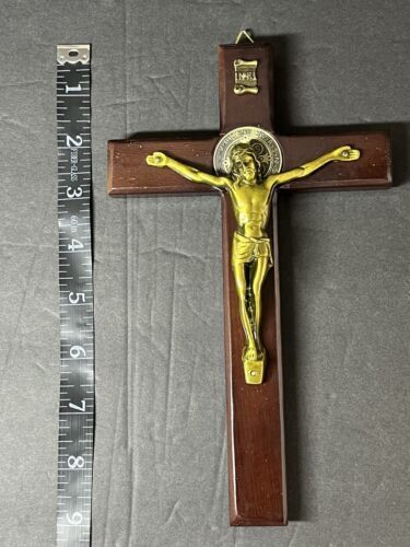 San Benito 8'' Wood Crucifijo , Crucifix Saint Benedict Wall Hanging 0