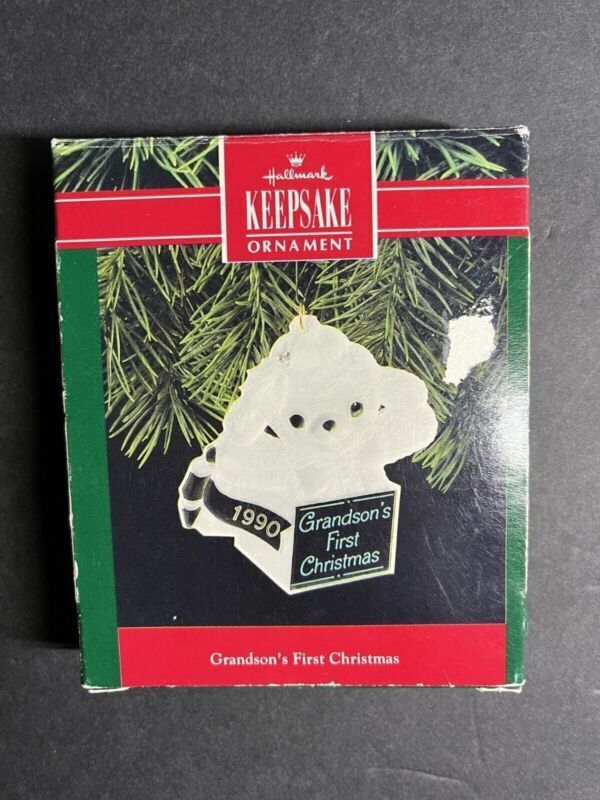 Vintage Hallmark Grandson's First Christmas Godchild 1990 Christmas Ornamen