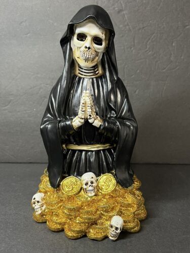 Santa Muerte 8" Black Dress Holy Death Statue 6444BK-8