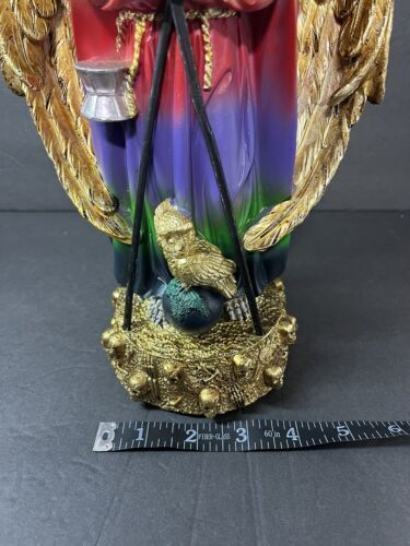 SANTA MUERTE 13" GRIM REAPER OWL ROBE SCYTHE SKULL GLOBE FANTASY FIGURINE 1