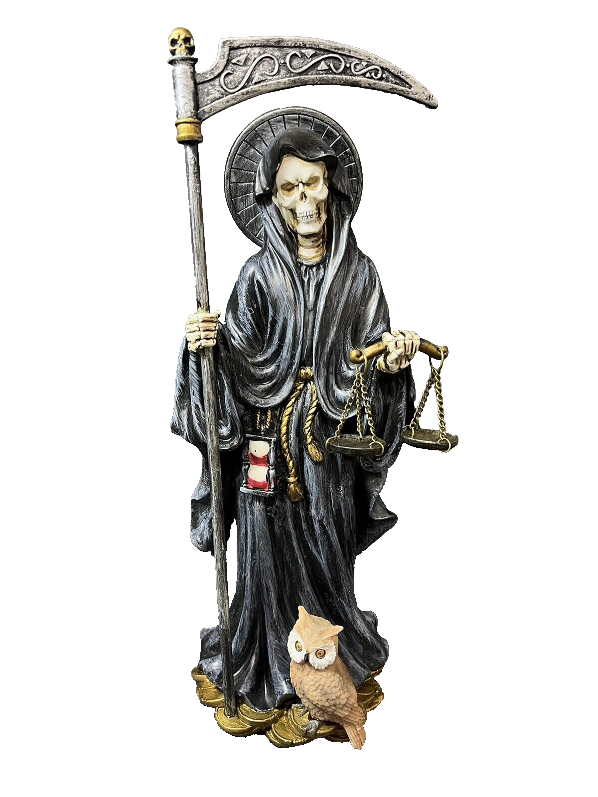 Santa Muerte 10'' Black Gown Figurine Death ,Statue 15243