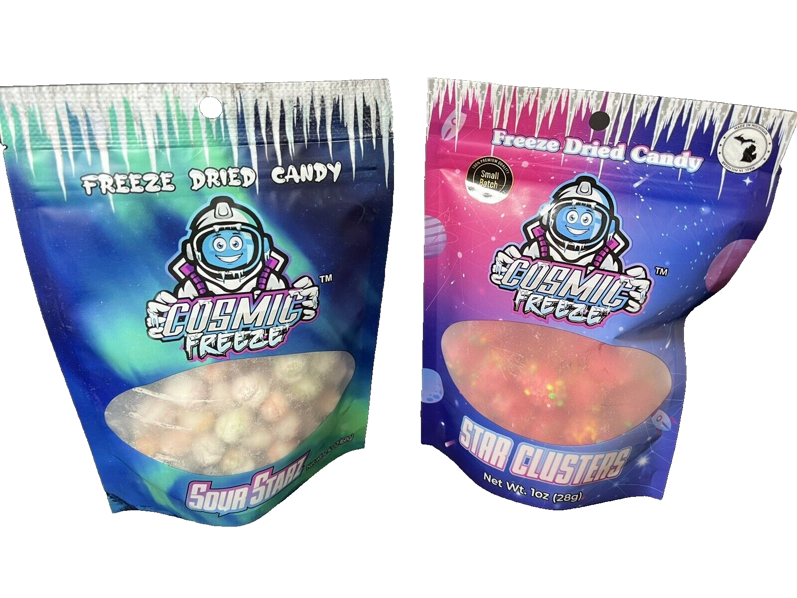 2 pcs 🍭Freeze Dried Candy Star Clusters,Sour Starz   2.40z (68g) / 1oz (28g)..