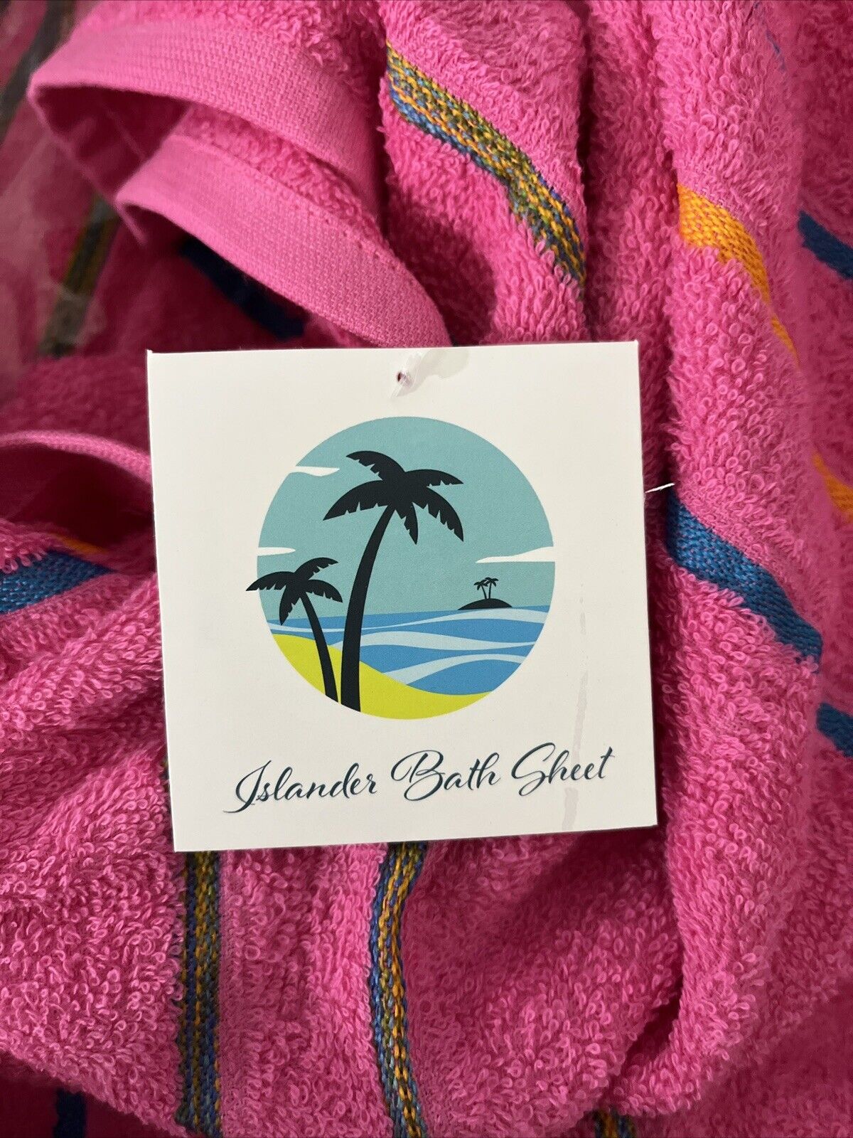 2 Pcs Islander Beach Towels Velour  28x60 inches Pink ,Blue..