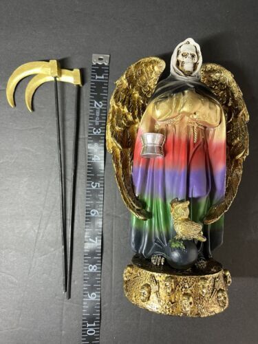 Santa Muerte 9" Con Alas Dos Guadañas 7 Holy Death Grim Reaper Skull -16809