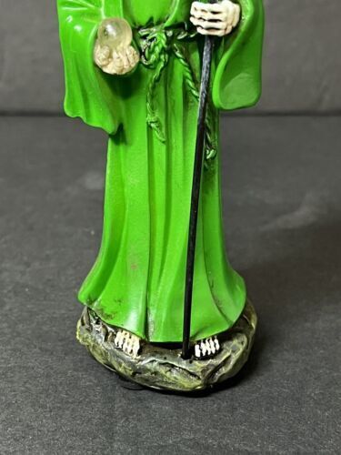 Santa Muerte 5" Green Dress Holy Death Grim Reaper Skull Skeleton 2013JGR-5