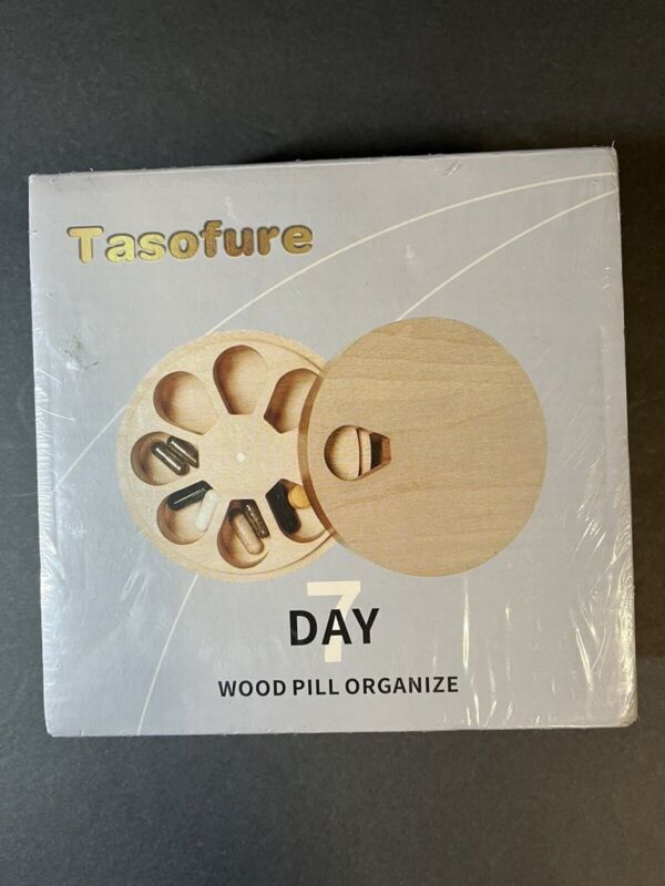 Tasofure 7 Day Wooden Pill Organizer /travel case new