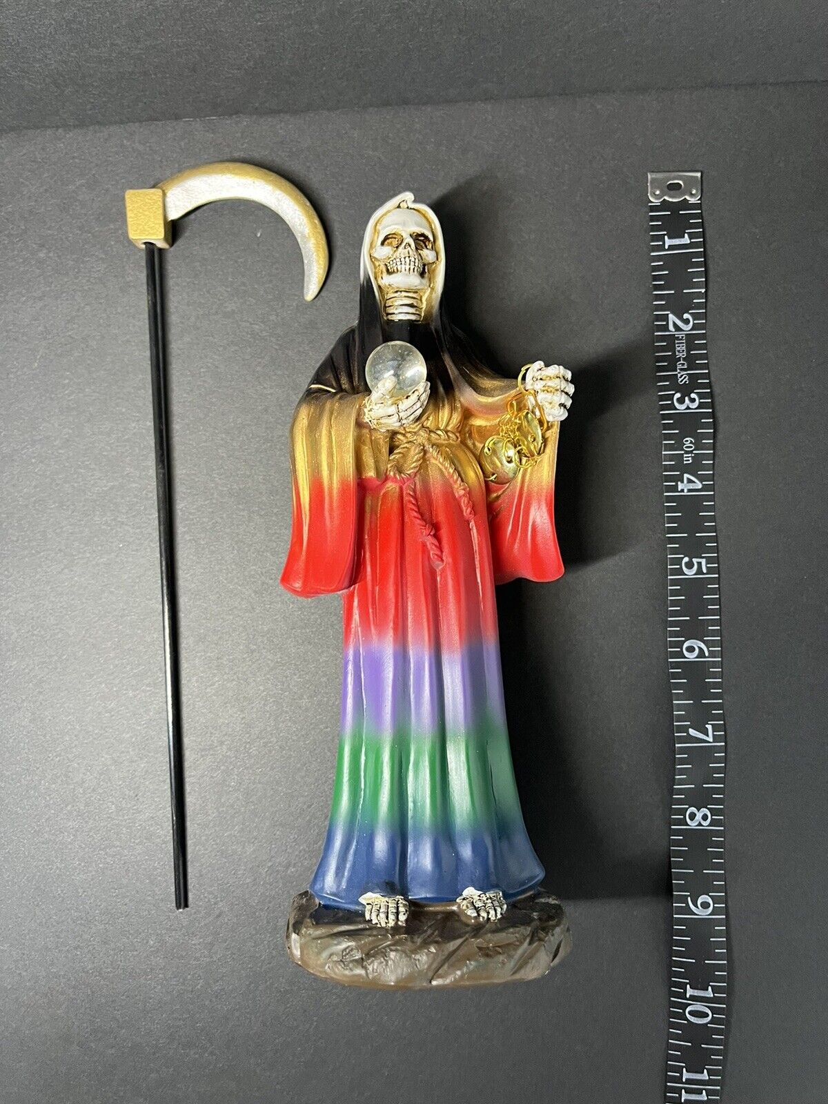 Estatua de La Santa Muerte 9" Colores / 7 Color Holly Death Statue 6733RW-9