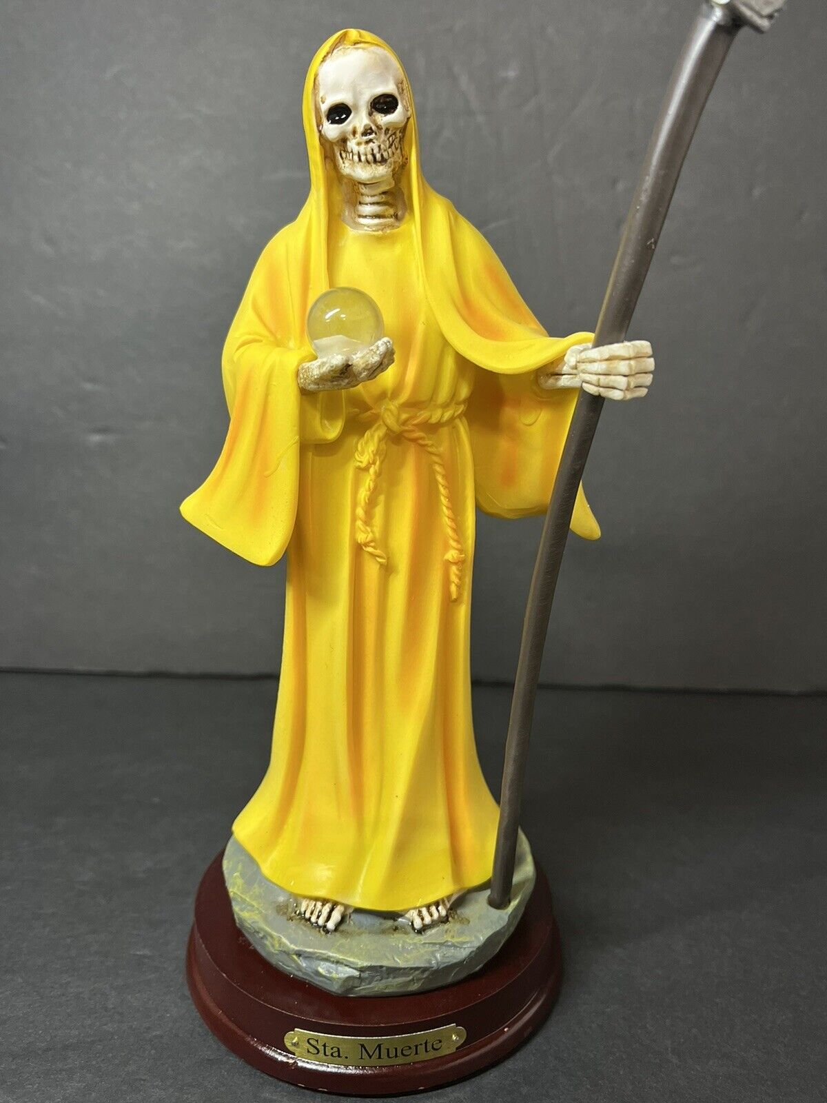 Estatua de La Santa Muerte 9" Yellow  Color Holly Death Statue 2022YW-9