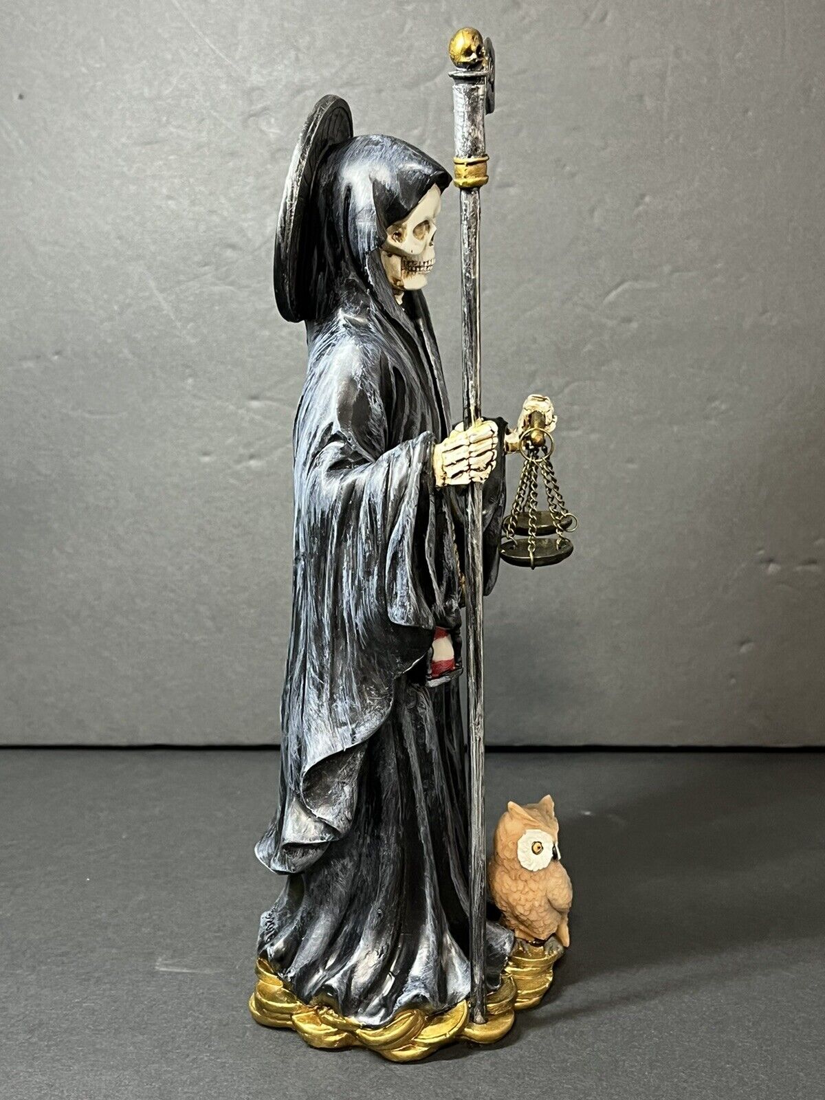 Santa Muerte 10'' Black Gown Figurine Death ,Statue 15243