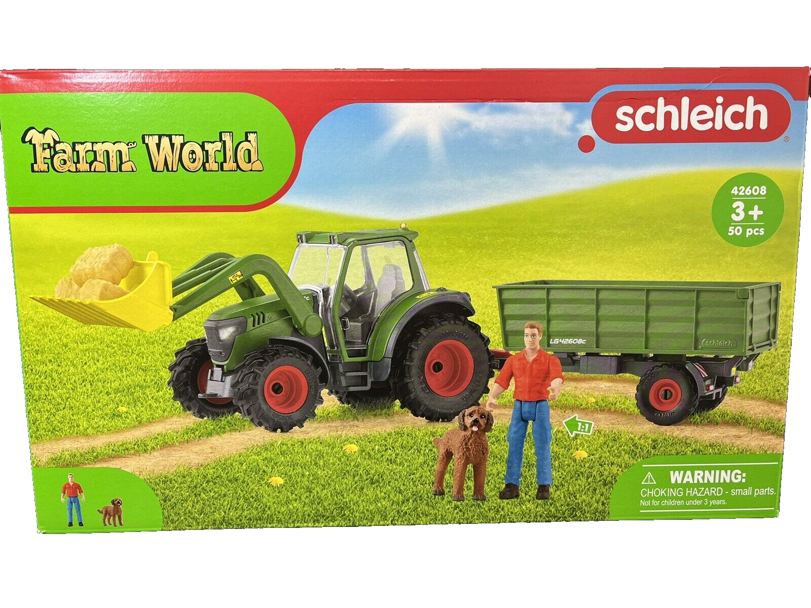 Schleich 42608 Farm World Tractor and Trailer Figure Set...