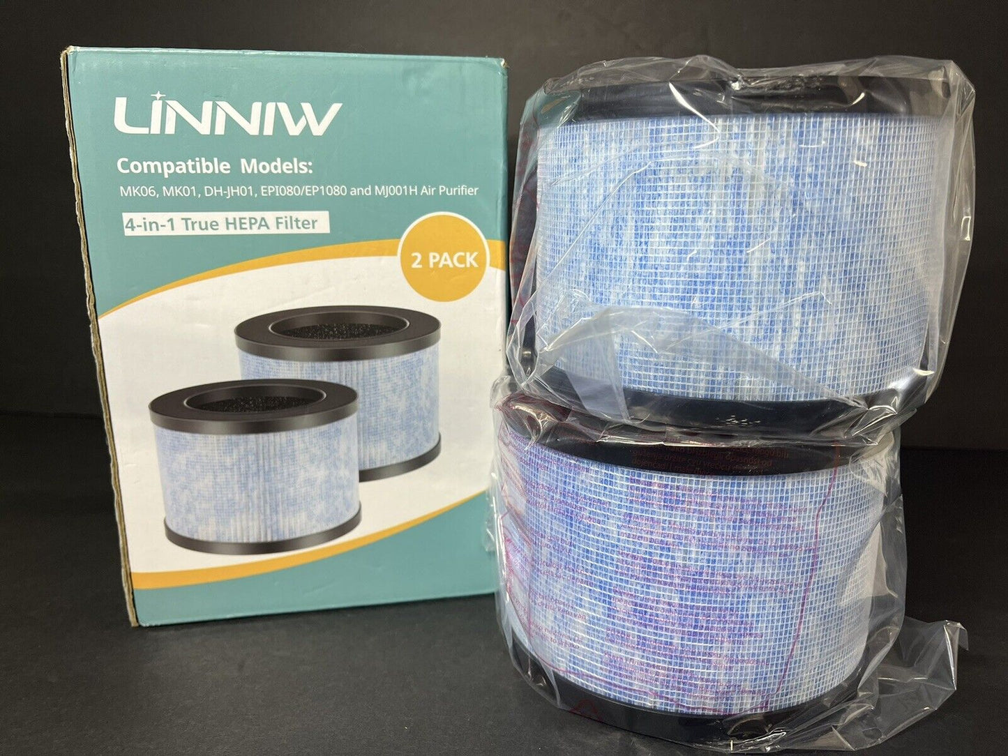 4 in 1 True HEPA Replacement Filter - Linniw - 2 pack - MK06, MK01, MJ00...