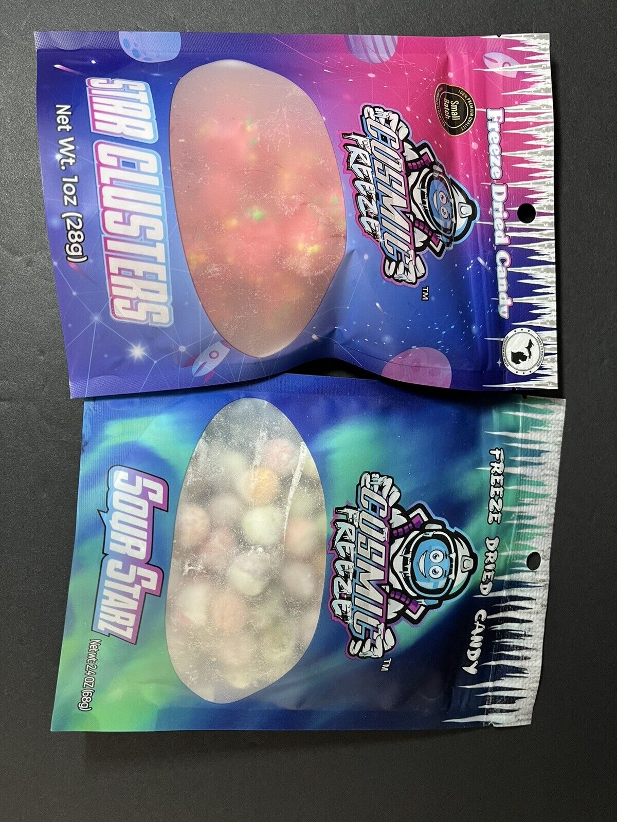 2 pcs 🍭Freeze Dried Candy Star Clusters,Sour Starz   2.40z (68g) / 1oz (28g)..