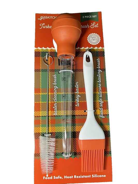 Fall Harvest, Thanksgiving, Turkey Baster & Brush 3 Piece Set..