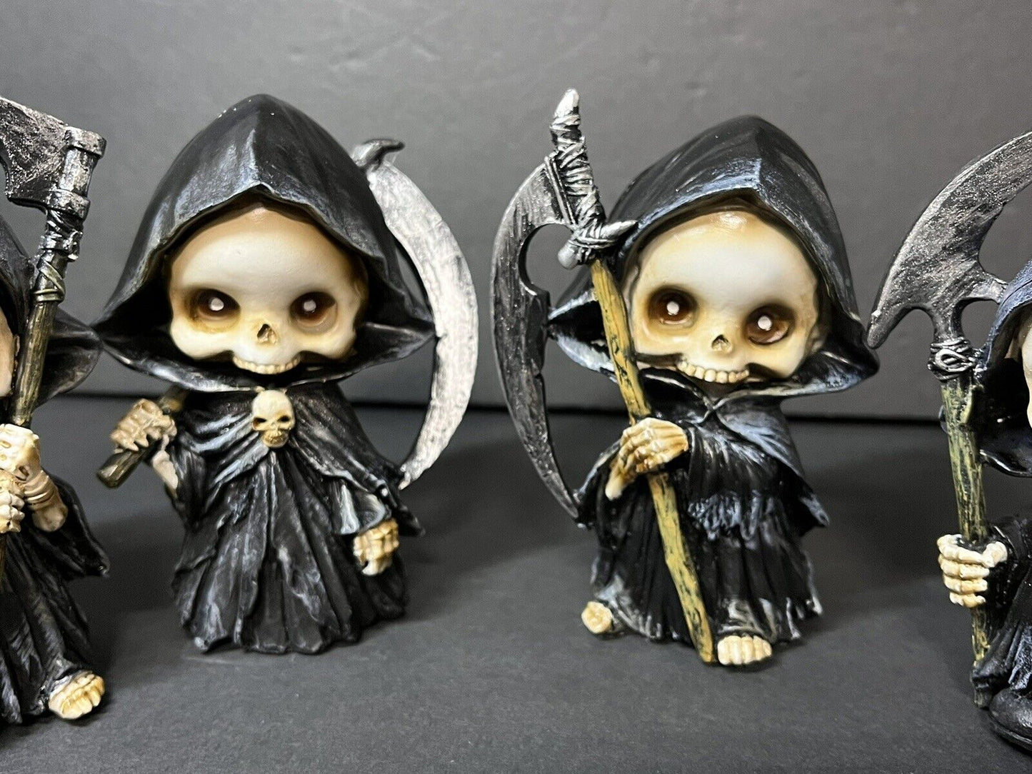 Set of 4 Grim Reaper Mini Figures santa muerte  - Skeleton Décor-1 5997