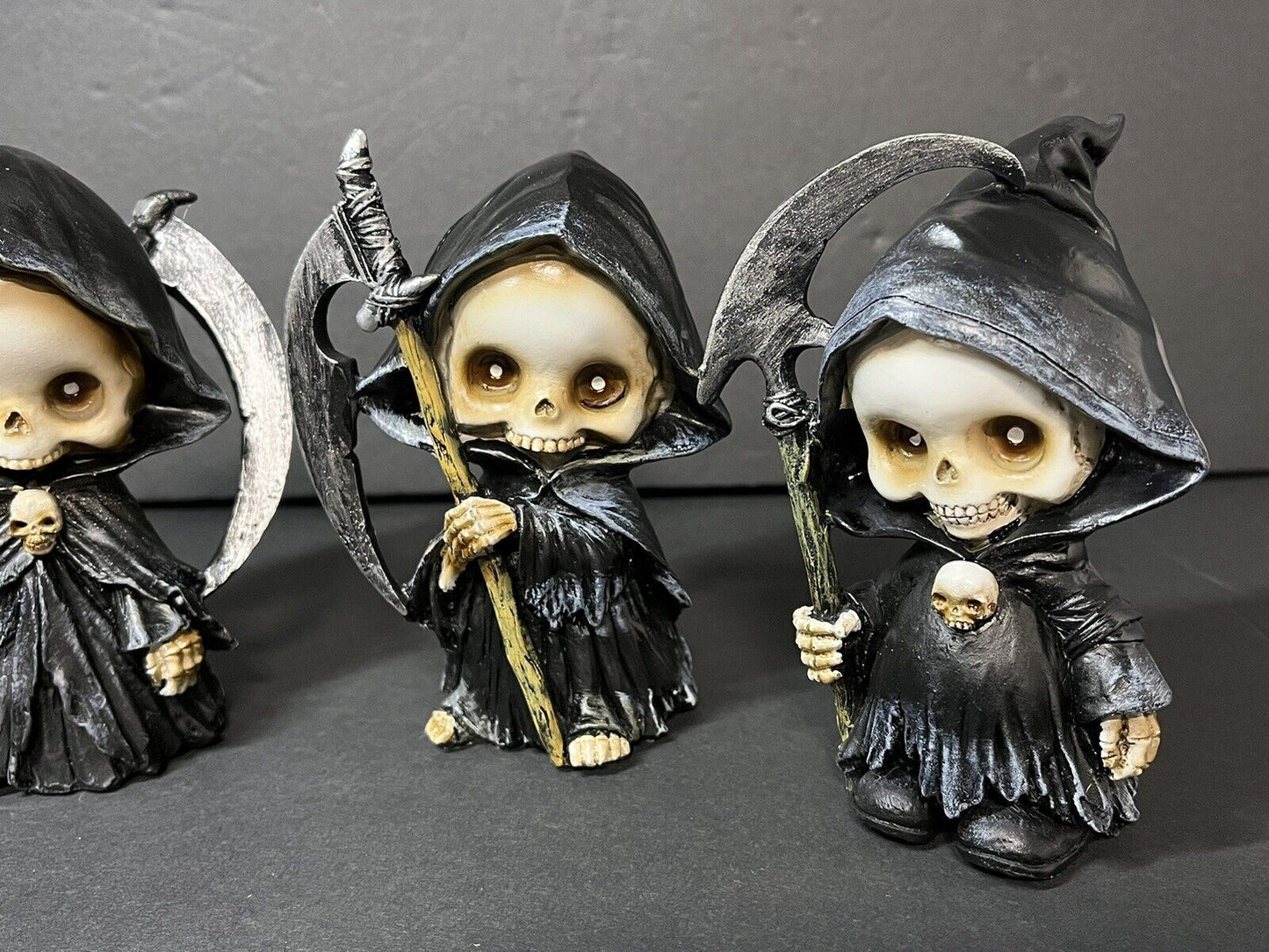 Set of 4 Grim Reaper Mini Figures santa muerte  - Skeleton Décor-1 5997