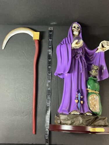 Santa Muerte Saint Death Grim Reaper Statue Figurine, 16", Purple - 2008PP-