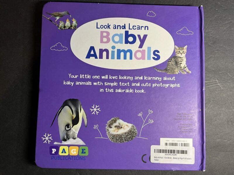 Look and Learn Baby Animals Kids Books by Page Publication Hardcover