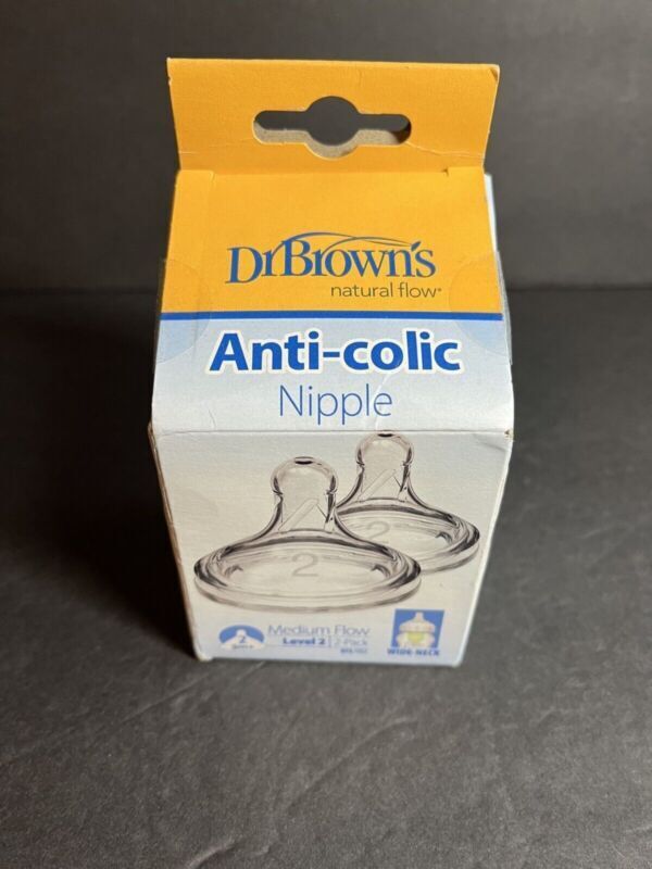 Dr. Brown’s Natural Flow Wide-Neck Baby Bottle Silicone Anti-Colic Nipple 2-Pack