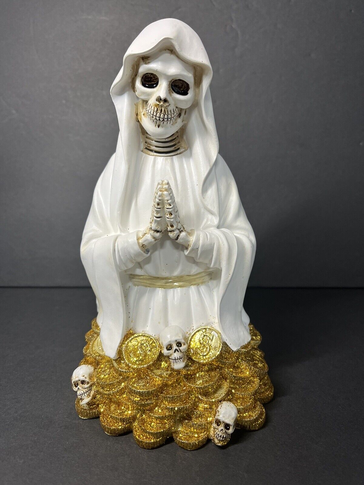 Santa Muerte 8" White Dress Holy Death Statue 6444WT-8