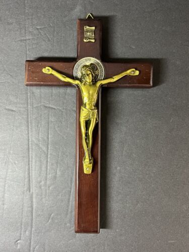 San Benito 8'' Wood Crucifijo , Crucifix Saint Benedict Wall Hanging 0