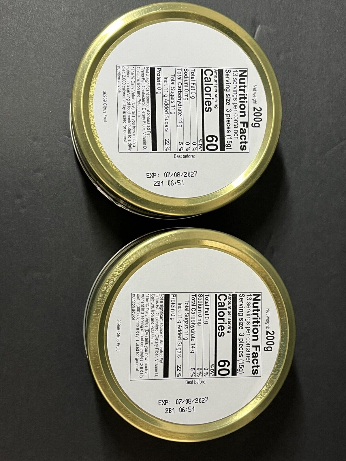 2 Pcs Cambridge & Thames Hard Candy 7oz 200g Tins Citrus Drops Made in Germany..