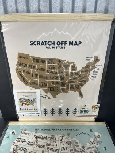 LOT OF 2 Scratch Off Map All 50 States / National Parks of The USA