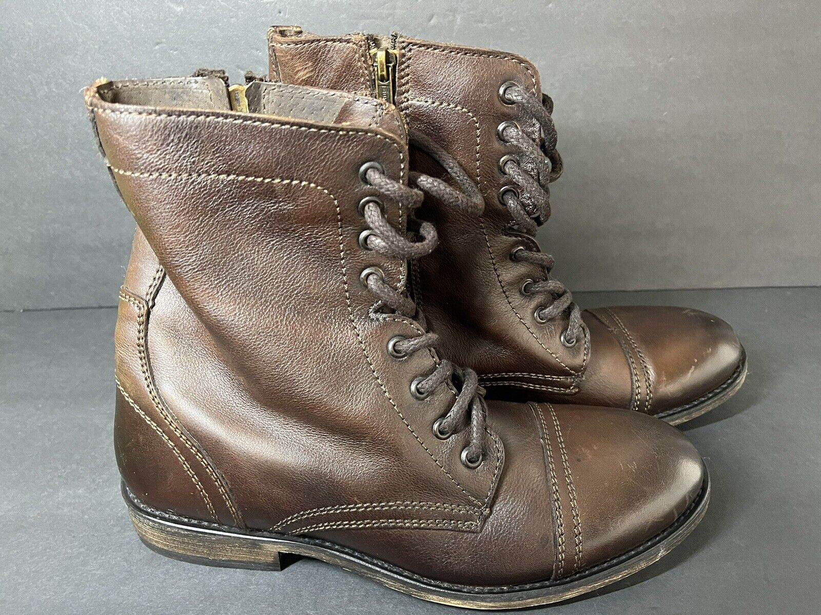 Steve Madden Leather Troopah-c Combat Boot  Men,s Size 8.5