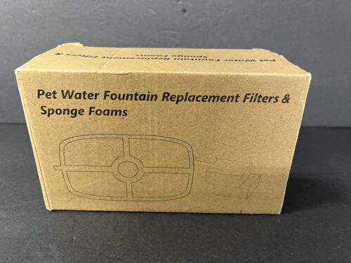 Pack of 5 Pet Fountain Replacement Filters & Sponge Foams