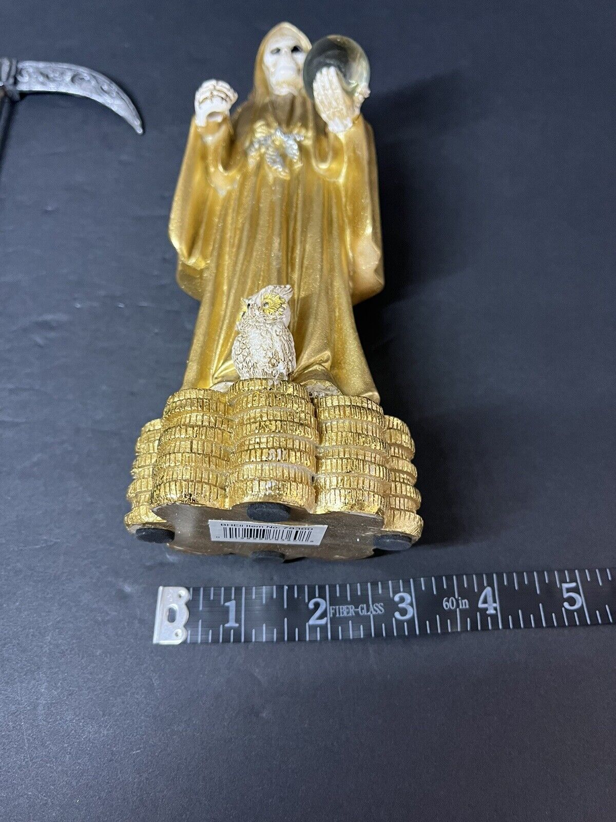 Santa Muerte Gold 9" Holy Death Statue Owl statue - 78360