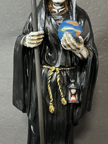 Santa Muerte 12" Con Buhó Black Dress Holy Death Grim Reaper S17012-12BK