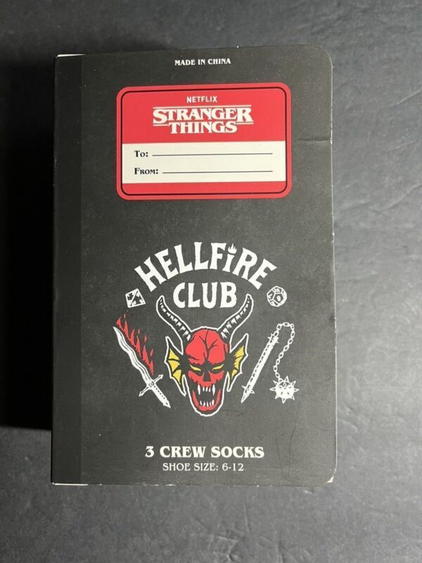 stranger things hellfire club 3 crew Socks size 6-12