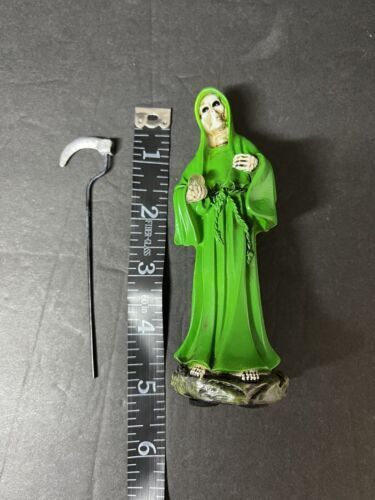 Santa Muerte 5" Green Dress Holy Death Grim Reaper Skull Skeleton 2013JGR-5