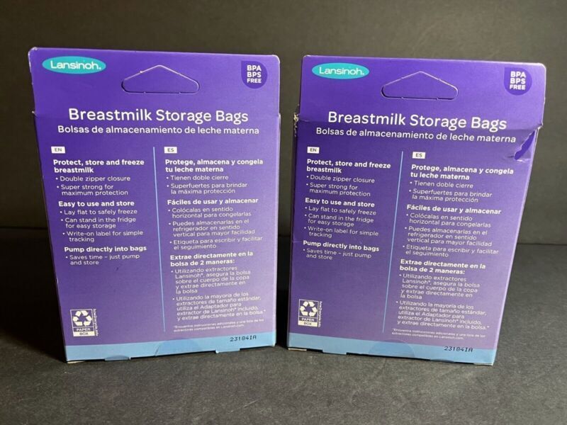 100-Pcs Lansinoh Breastmilk Breast Pump Storage Bag BPS BPA Free Pre-Sterilized