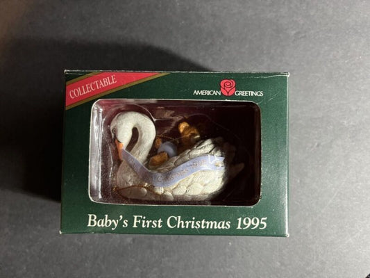 Vintage 1995 Collectible American Greetings Baby's First Christmas Swan Orn