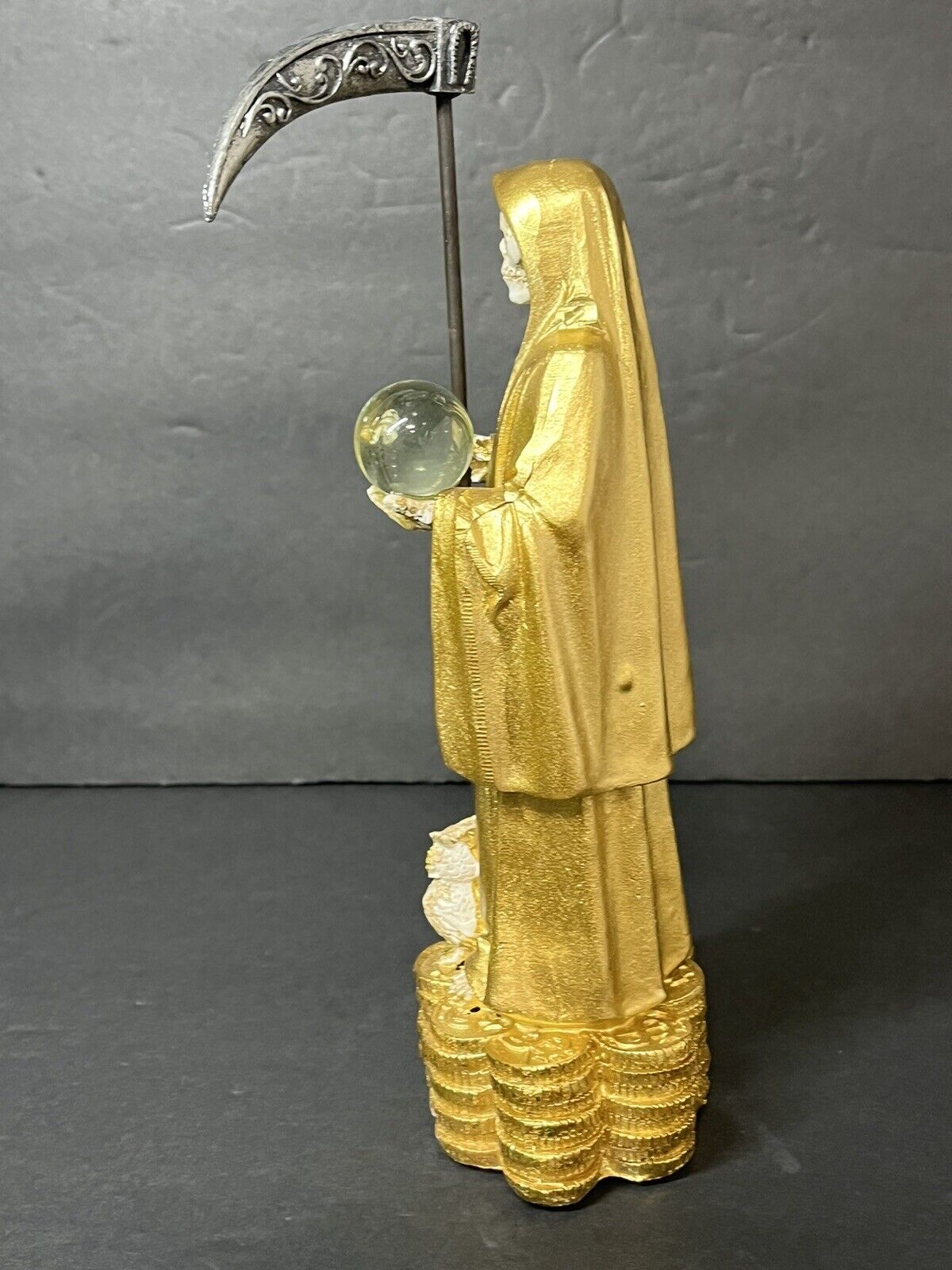 Santa Muerte Gold 9" Holy Death Statue Owl statue - 78360