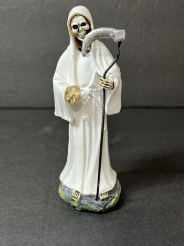 Santa Muerte 5" White Dress Holy Death Grim Reaper Skull Skeleton 2013JWT-5