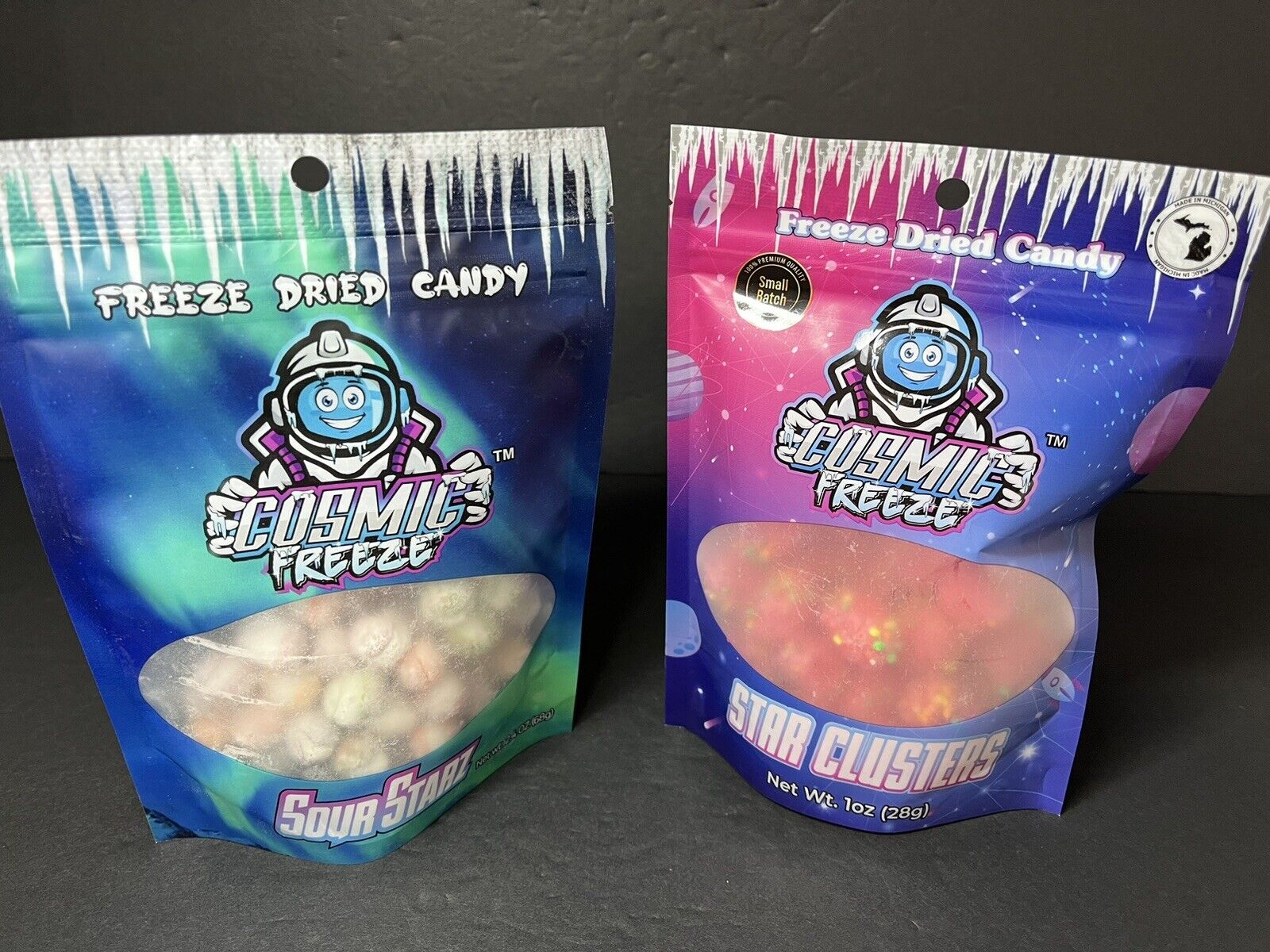 2 pcs 🍭Freeze Dried Candy Star Clusters,Sour Starz   2.40z (68g) / 1oz (28g)..