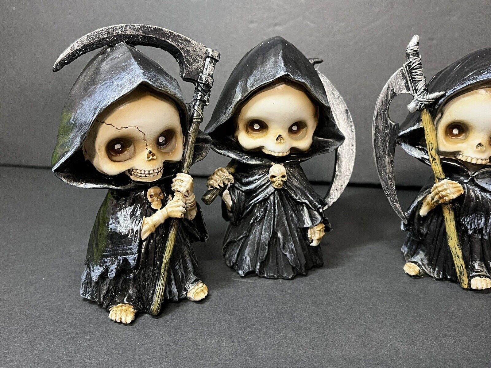 Set of 4 Grim Reaper Mini Figures santa muerte  - Skeleton Décor-1 5997